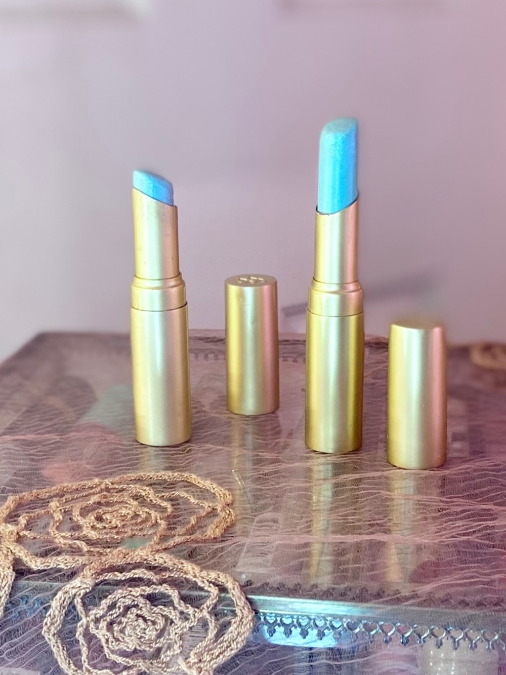 Too Faced Unicorn Tears USED X2 Lipstick Iridescent Blue/Purple Women’s Makeup